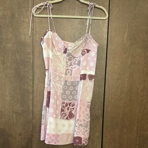 Aritzia Patchwork Pink Spaghetti Strap Dress